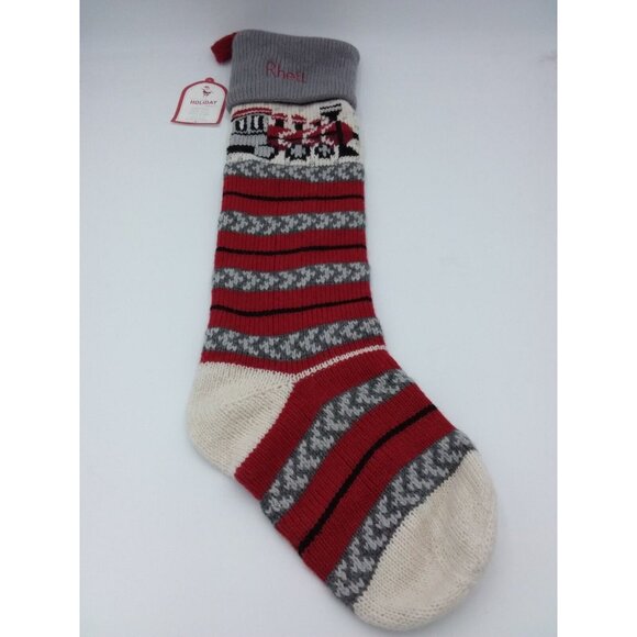 Pottery Barn Kids Rhett Natural Fair Isle Train Wool Christmas Xmas Stocking - Picture 11 of 11